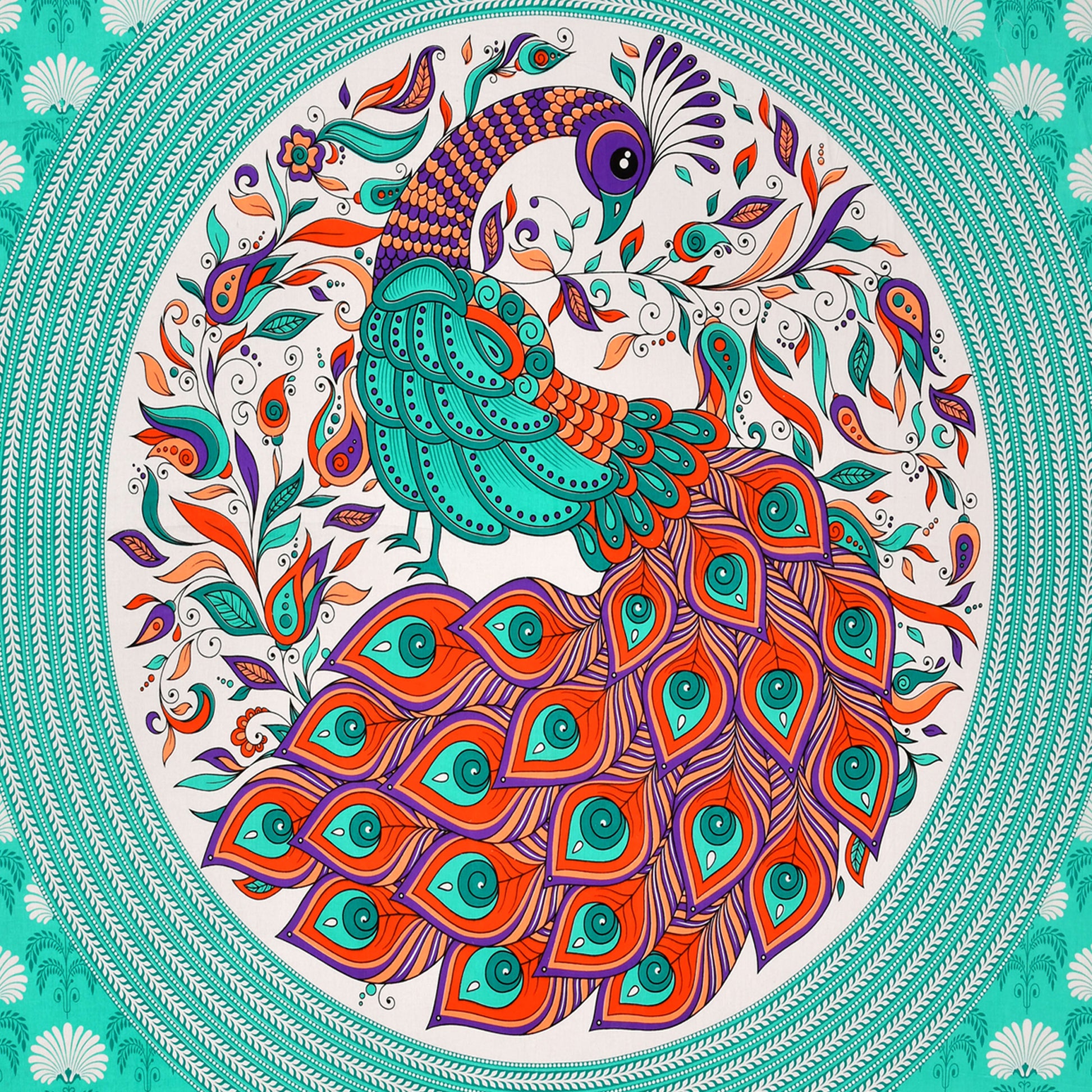 Dancing Peacock Printed Cotton single Bed Sheet With 1 Pillo Cover ?