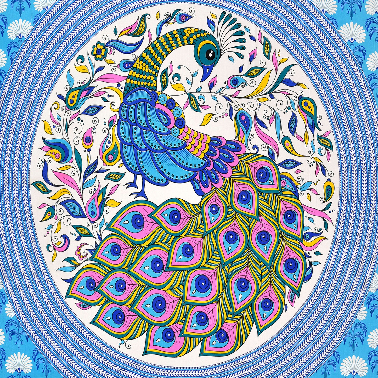 Dancing Peacock Printed Cotton single Bed Sheet With 1 Pillo Cover ?