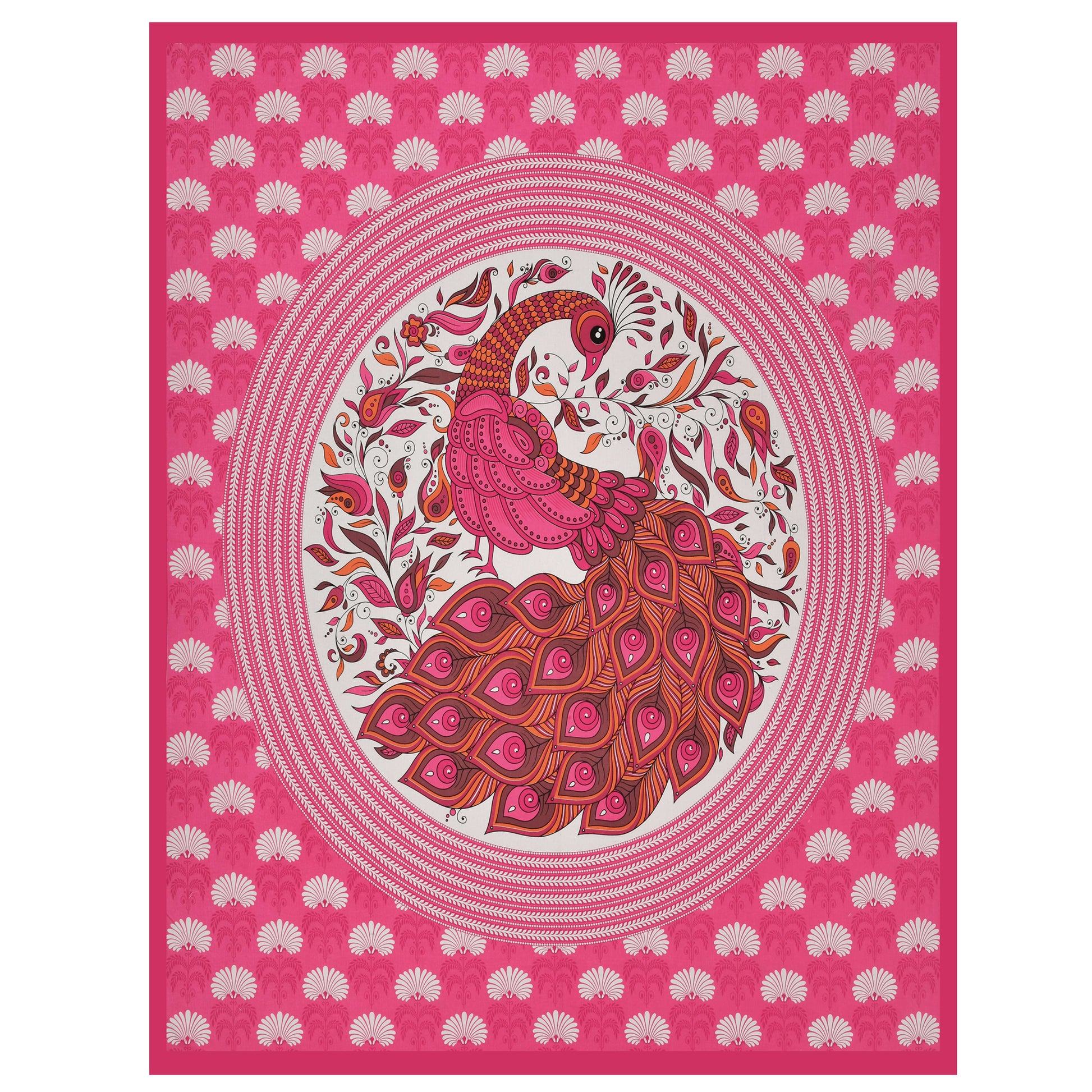 Dancing Peacock Printed Cotton single Bed Sheet With 1 Pillo Cover ?