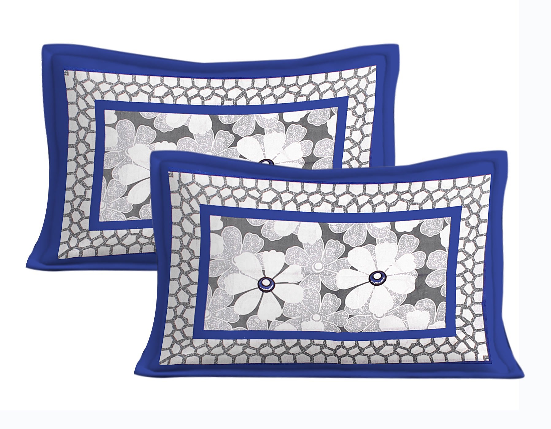 Cotton Printed Double Bedsheet (Blue)