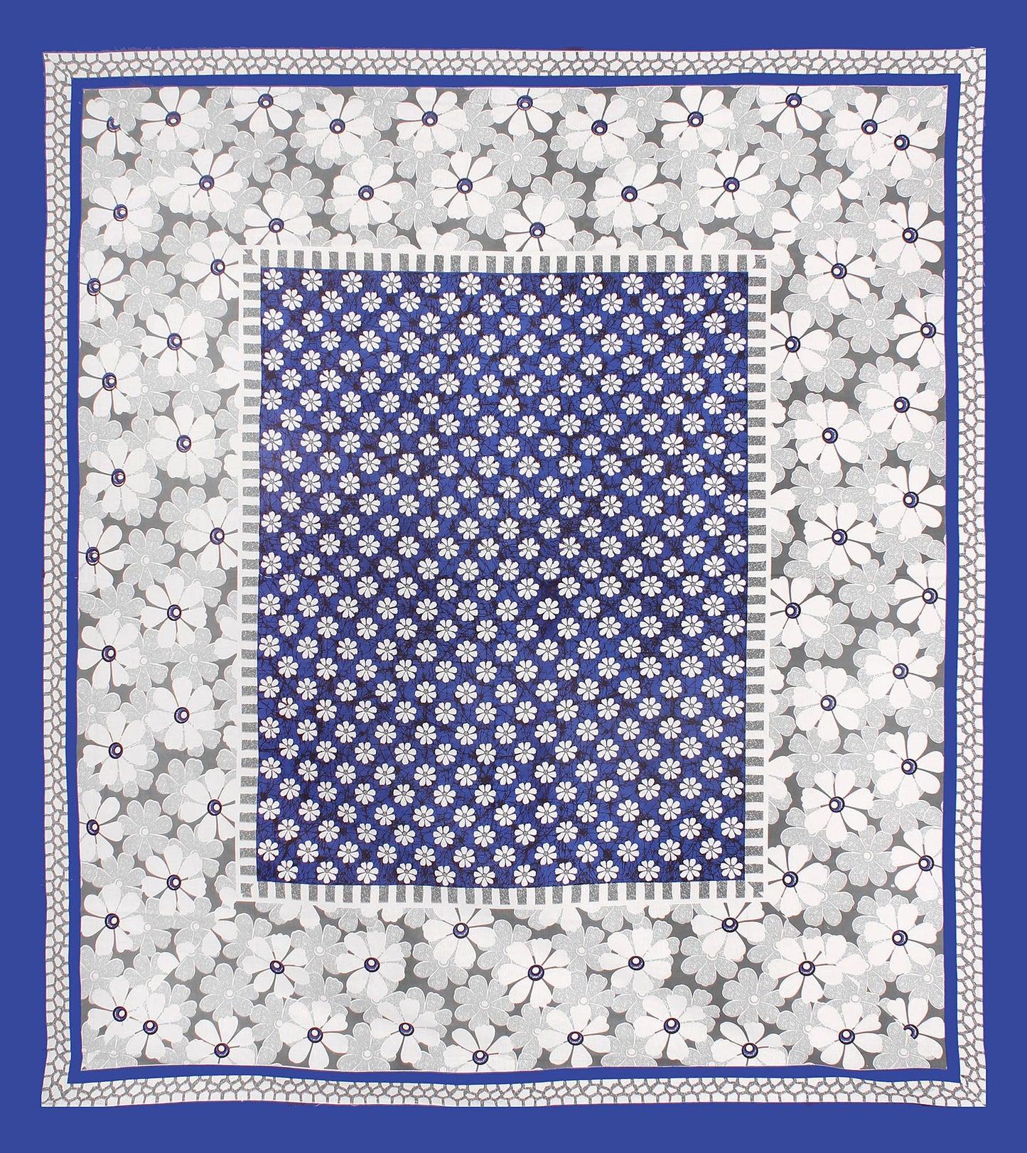 Cotton Printed Double Bedsheet (Blue)