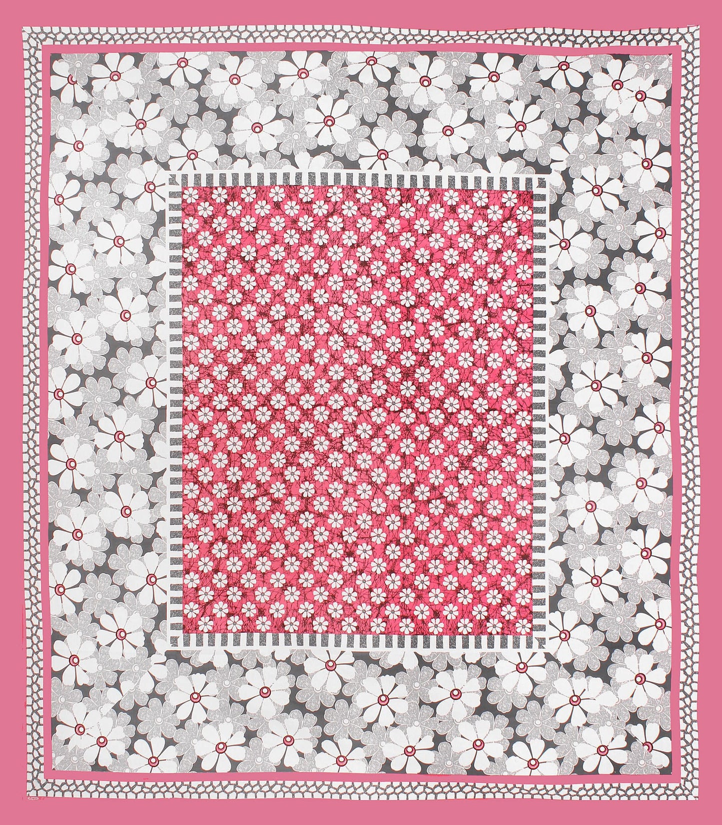 Cotton Floral Double Bedsheet (Pink)