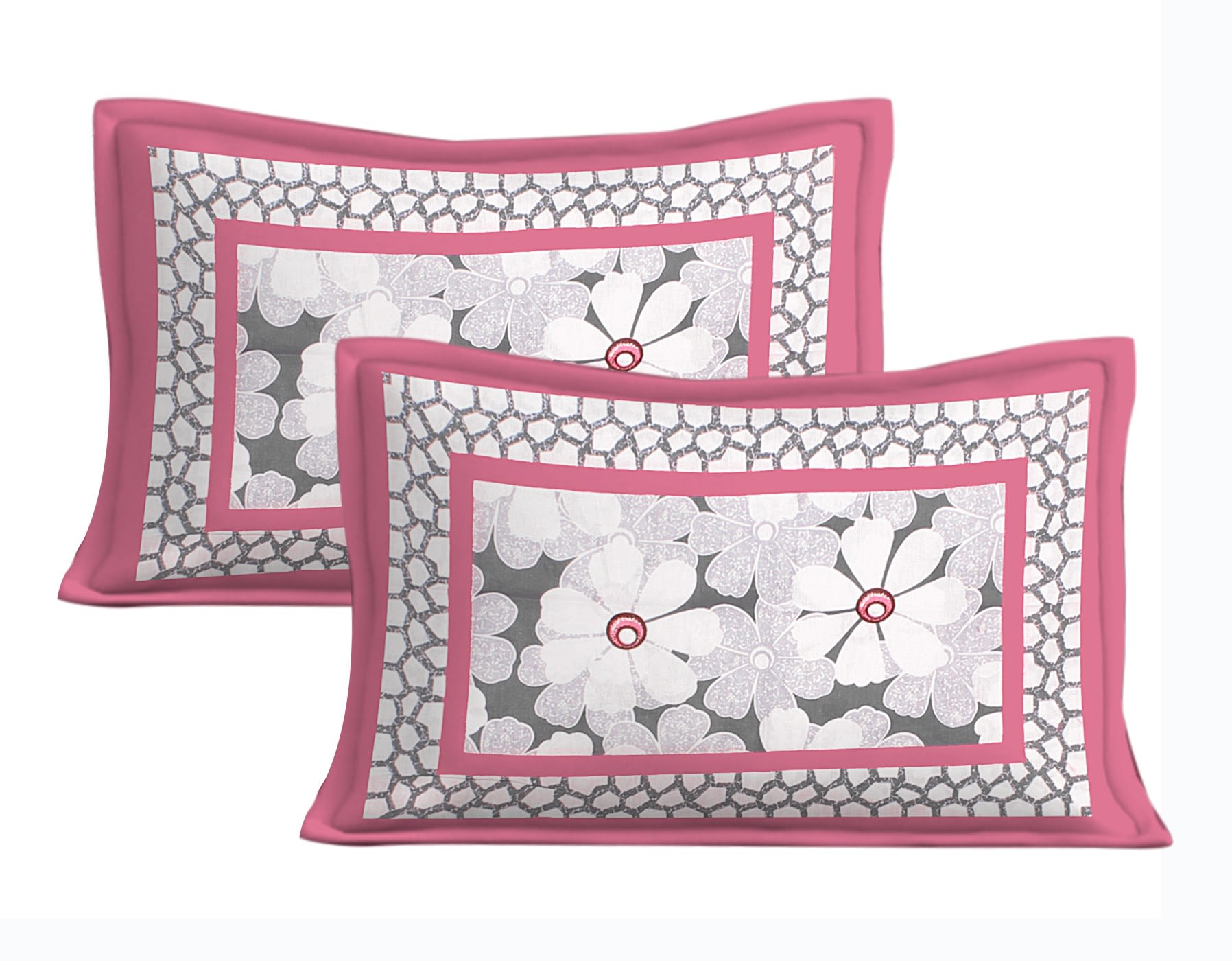 Cotton Floral Double Bedsheet (Pink)