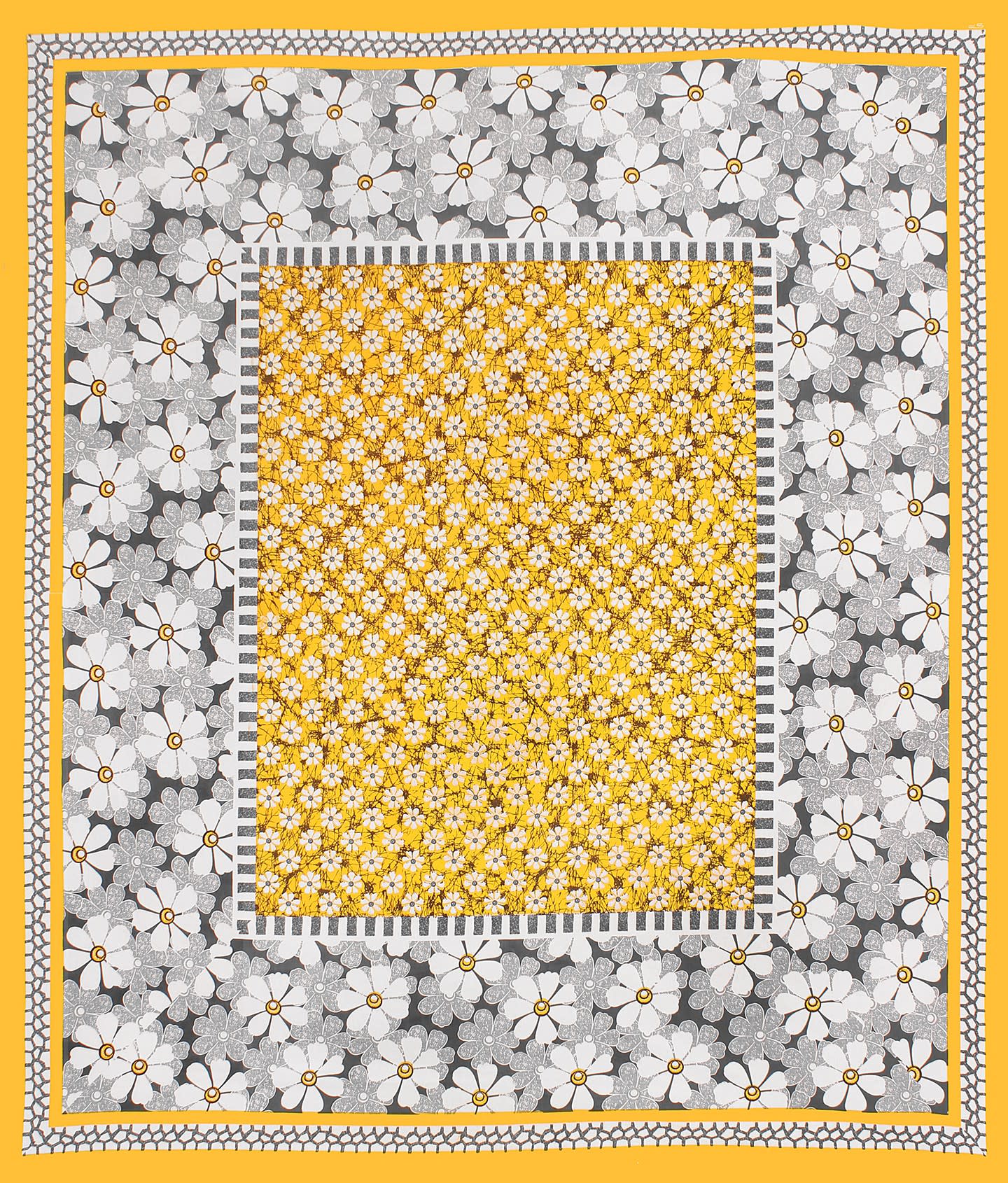 Cotton Floral Double Bedsheet (Yellow)