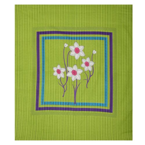 Jaipuri Prints Cotton Double Bedsheet (Green)