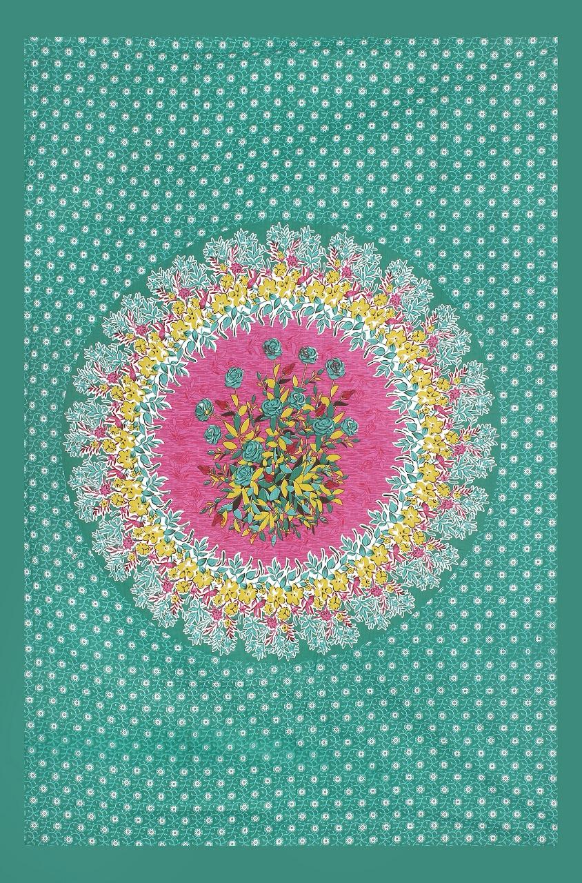 Floral Flat Cotton Single Bedsheet with 1 Pillow Covers   (Pack of 1, Green)