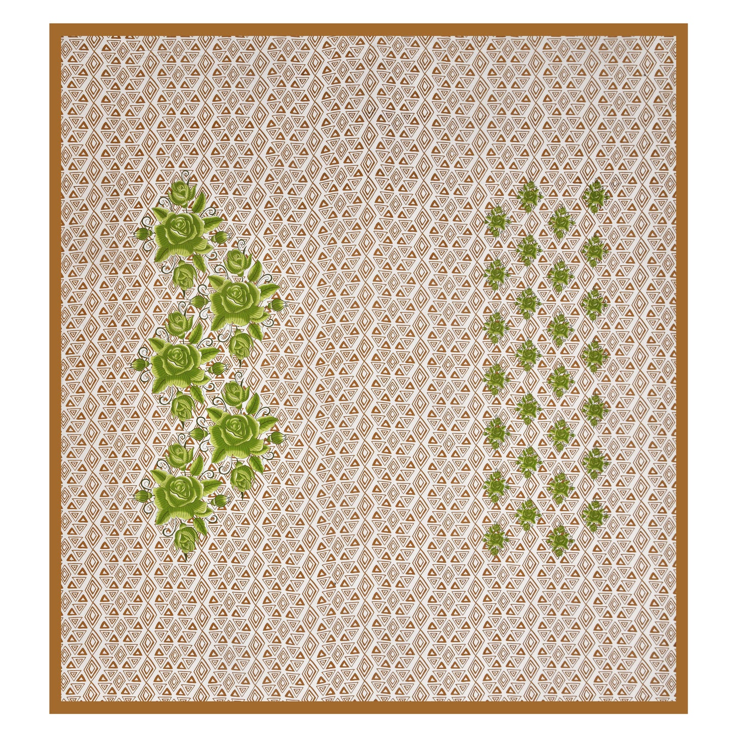 Floral Print Cotton Double Bed Sheet  ( Brown)