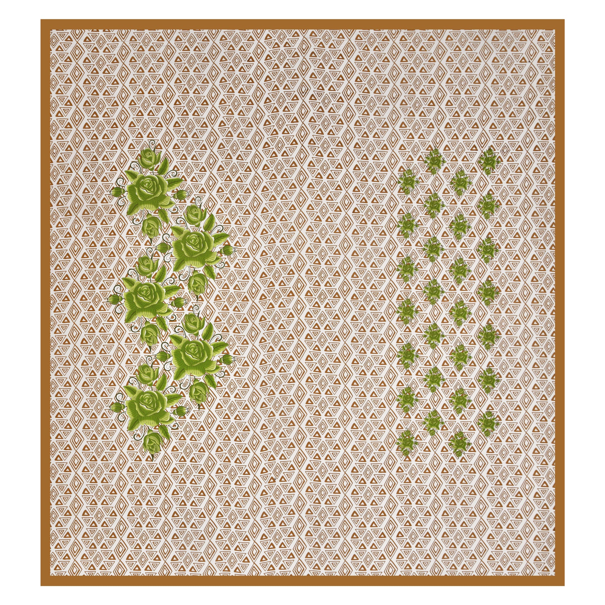 Floral Print Cotton Double Bed Sheet  ( Brown)