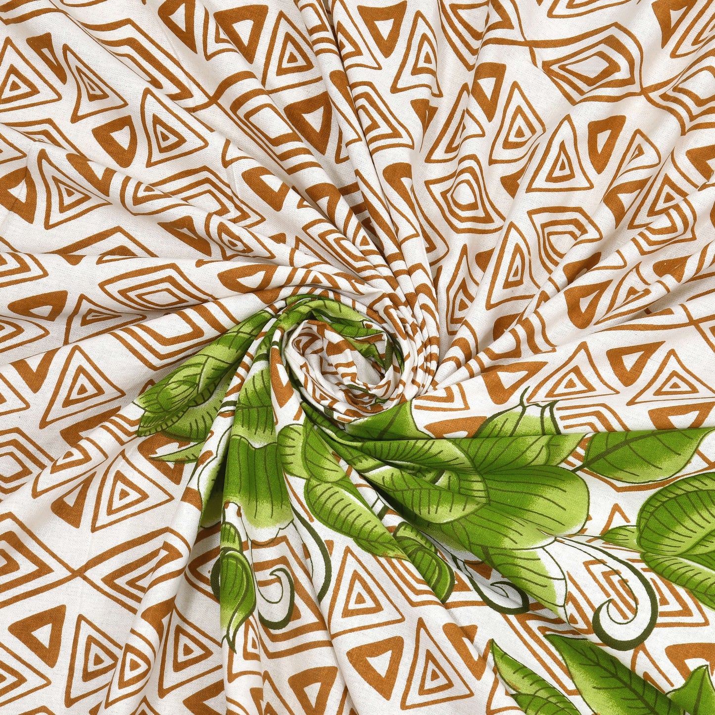 Floral Print Cotton Double Bed Sheet  ( Brown)