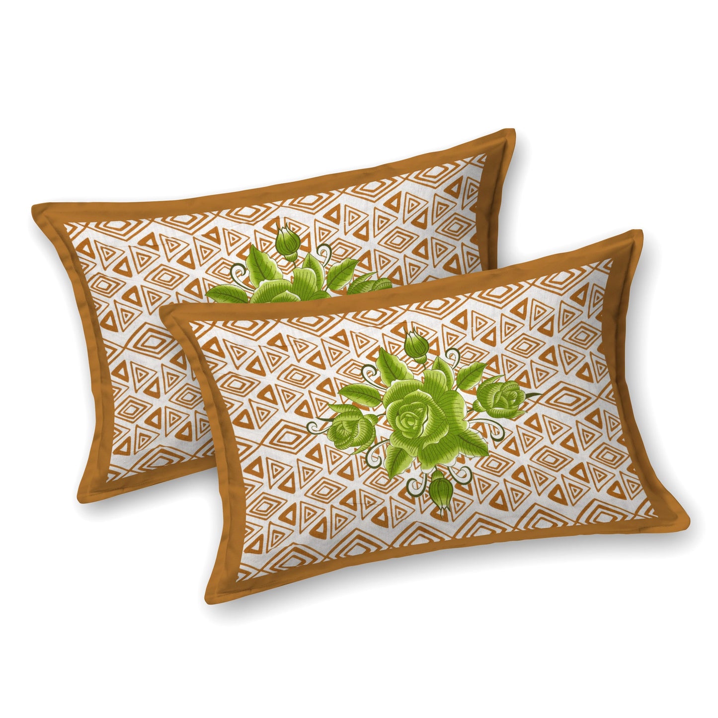 Floral Print Cotton Double Bed Sheet  ( Brown)