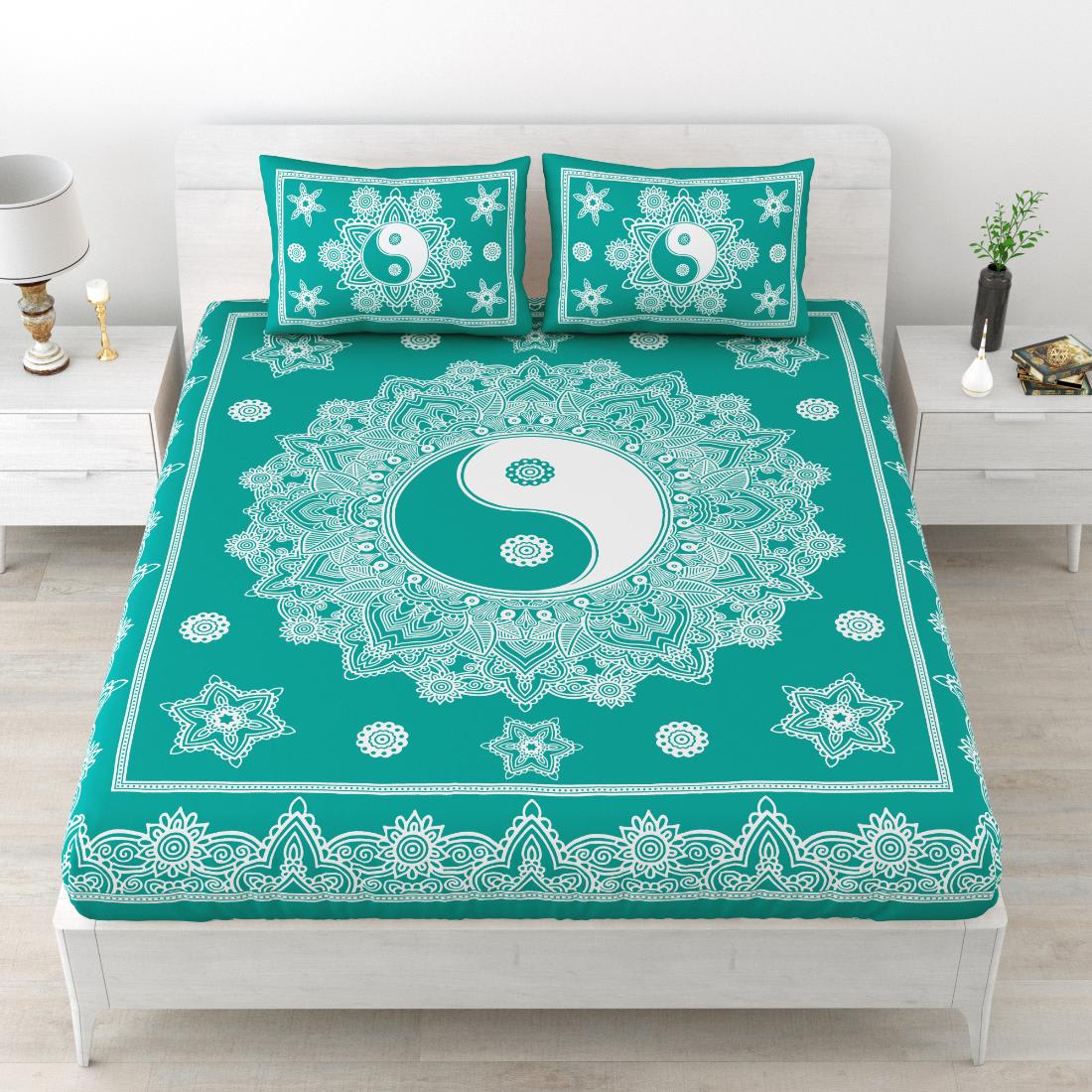 Flroal Mandala Printed Comfort Cotton Double Bed Sheet  with 2 Pillow Covers