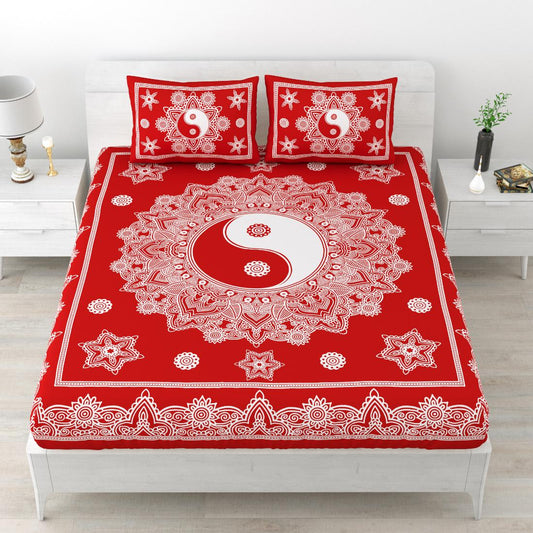 Flroal Mandala Printed Comfort Cotton Double Bed Sheet  with 2 Pillow Covers