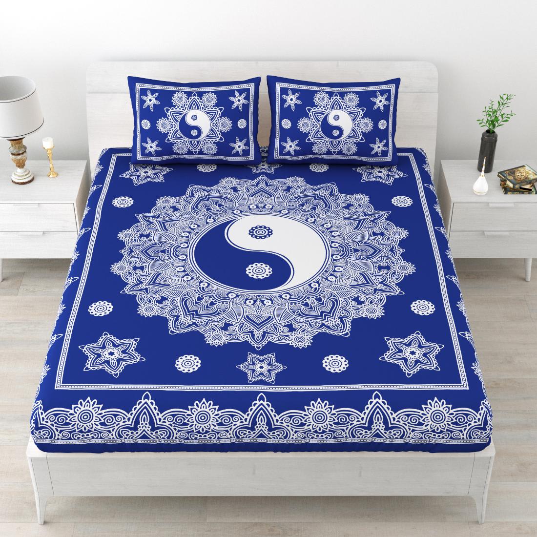 Flroal Mandala Printed Comfort Cotton Double Bed Sheet  with 2 Pillow Covers