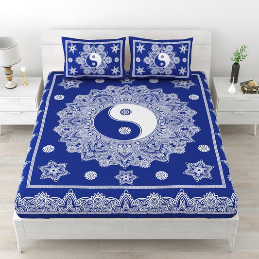 Flroal Mandala Printed Comfort Cotton Double Bed Sheet  with 2 Pillow Covers