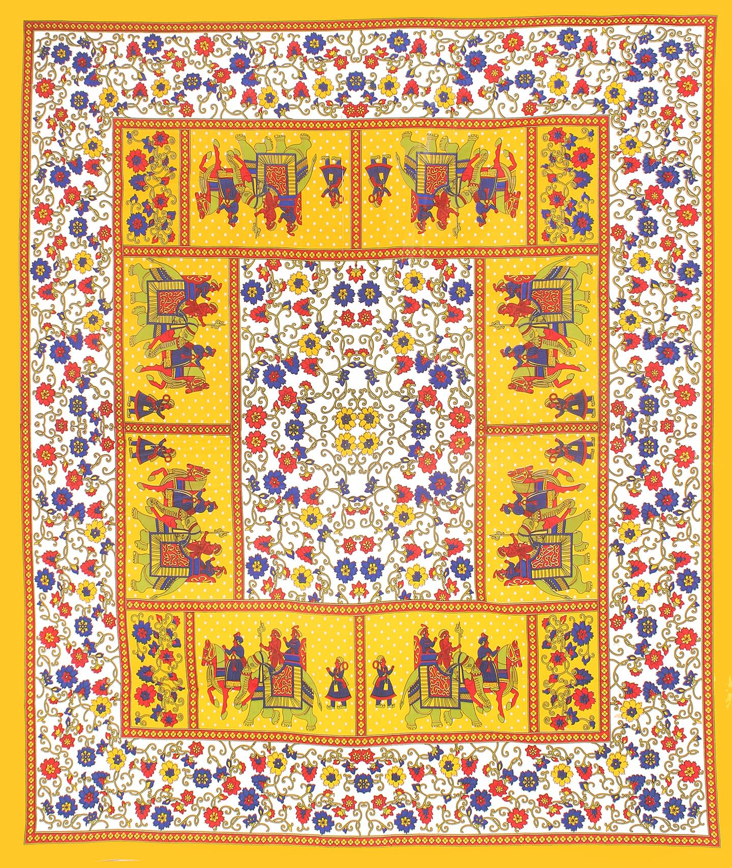Cotton Floral Double Bedsheet (Yellow)
