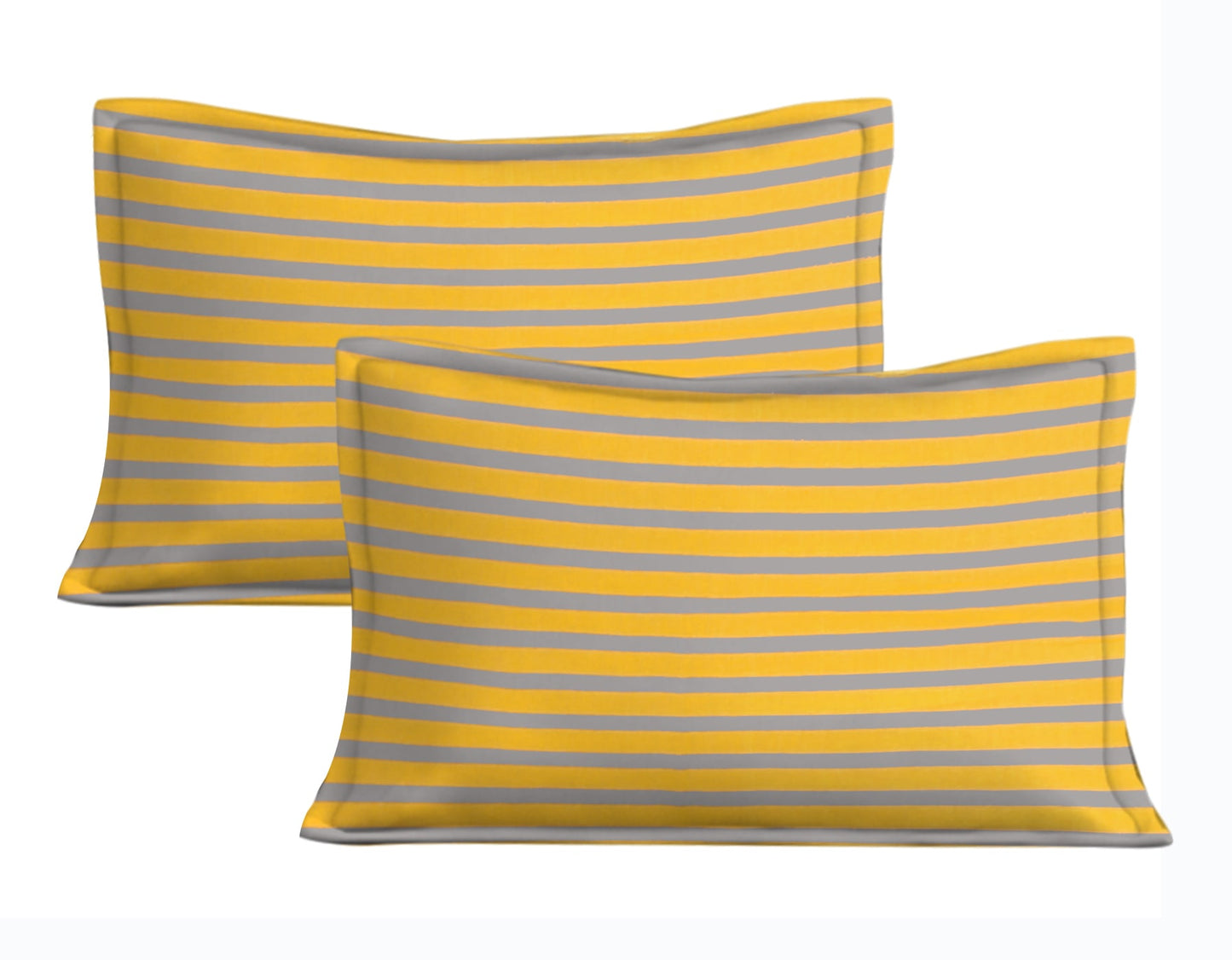 Yellow and Gray 100% Cotton Blend Floral Print Double Bed Sheet With 2 Pillow Covers
