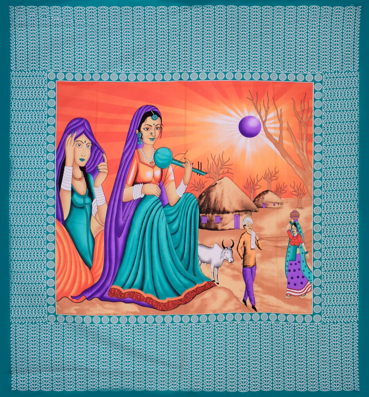 Jaipuri Prints Cotton Double Bedsheet (Green)