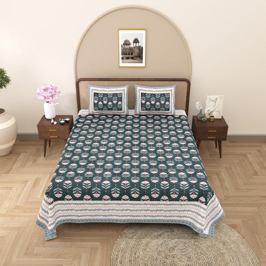 Rajasthan Royal Super Fine Cotton Block Print King Size Bedsheet