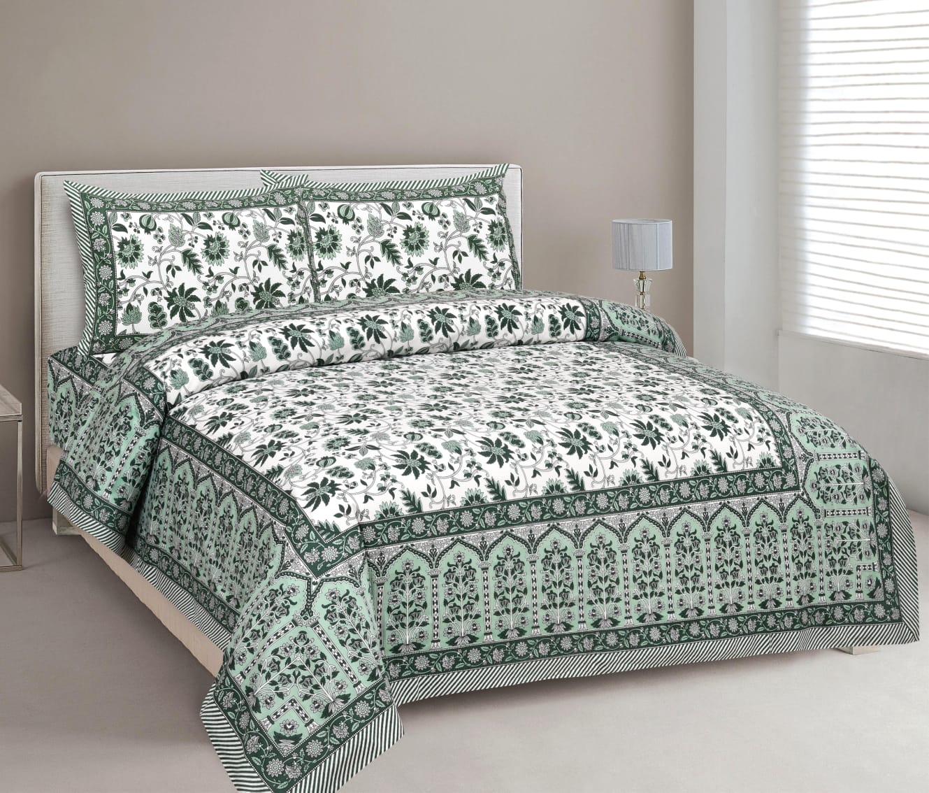 Rajasthan Royal Super Fine Cotton Block Print King Size Bedsheet