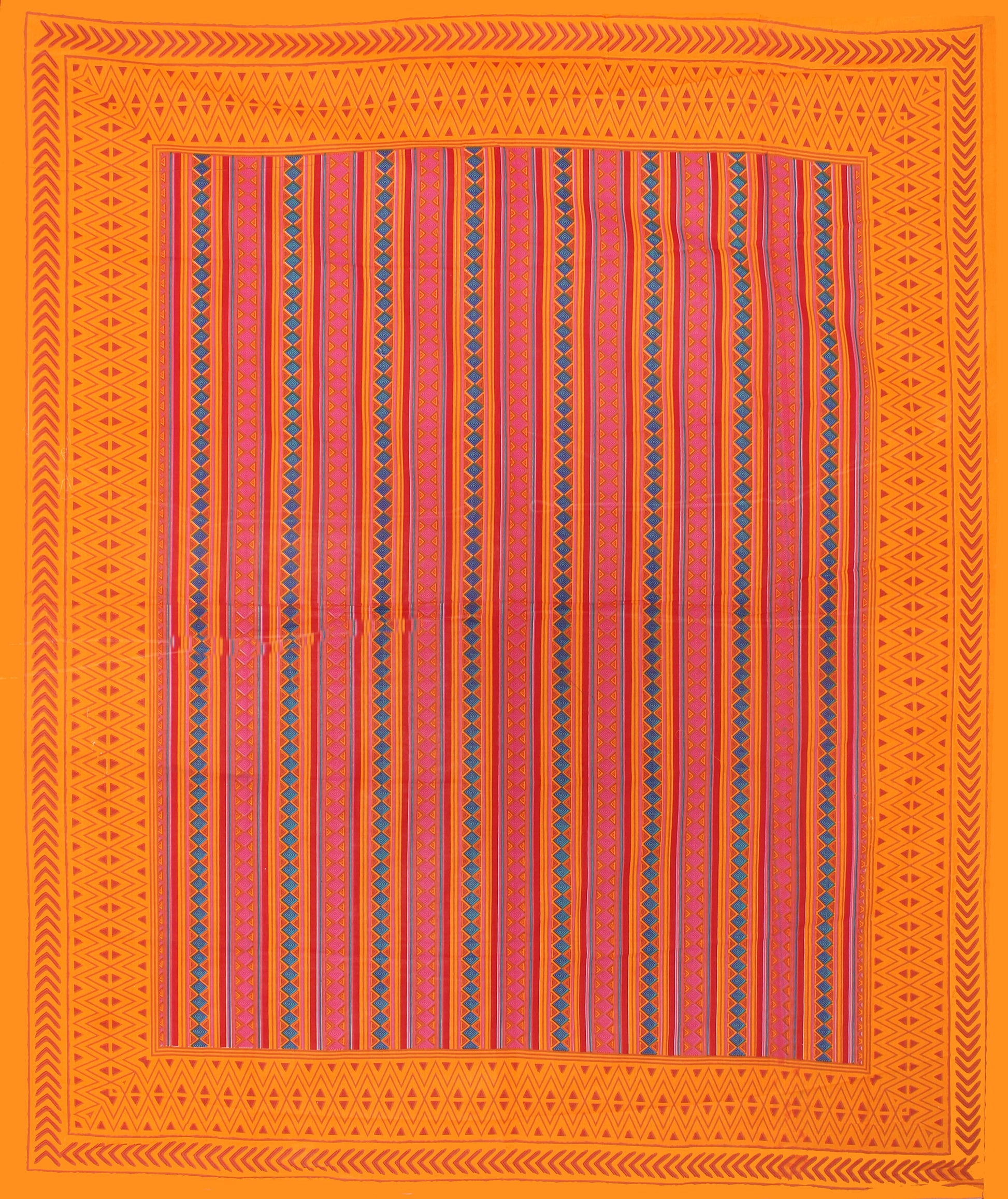 Jaipuri Prints Cotton Double Bedsheet (Yellow)