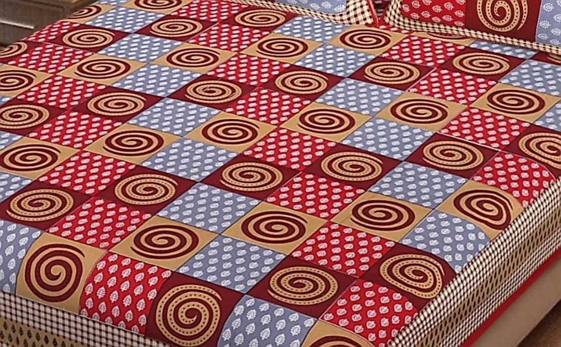 Cotton Printed Double Bedsheet (Red)