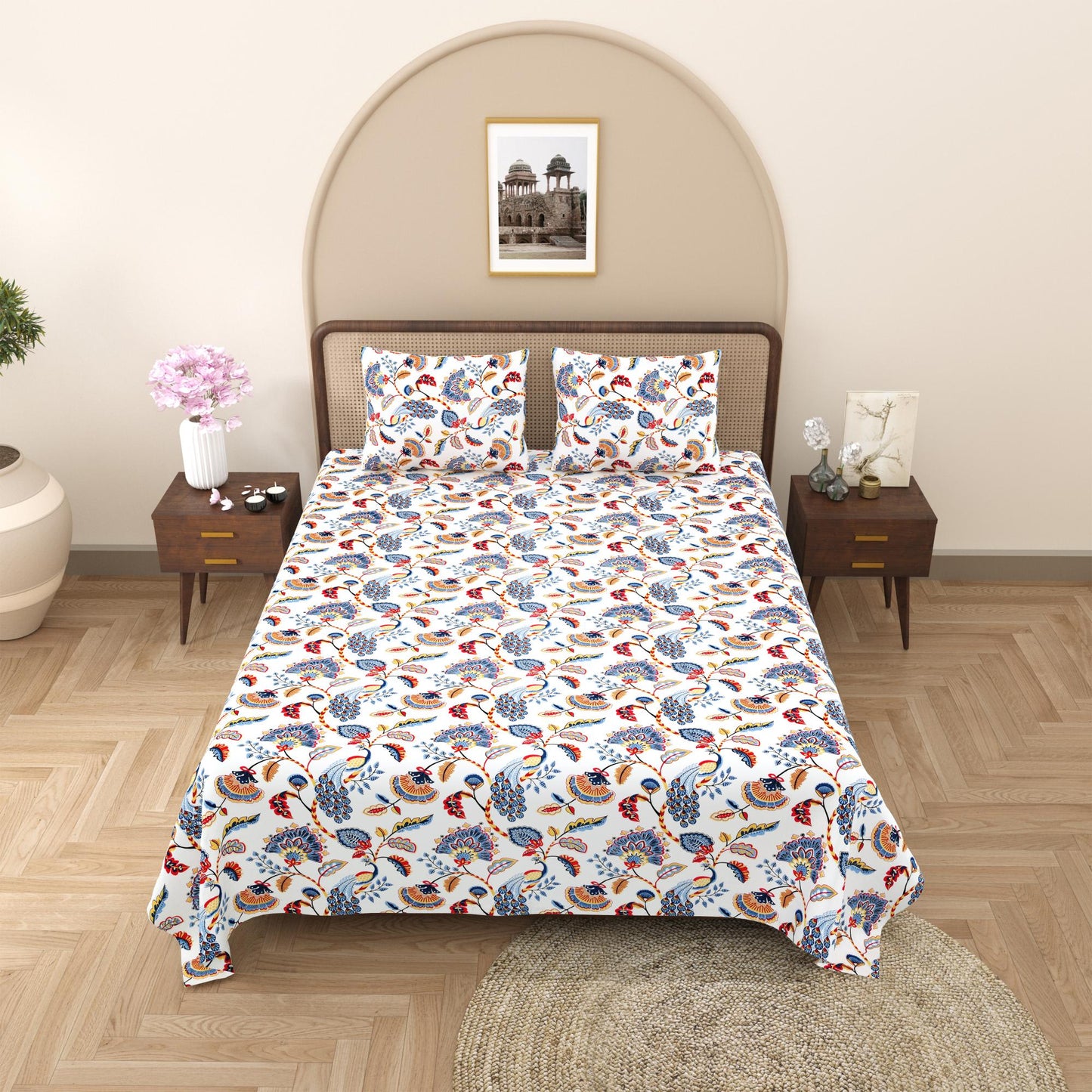 Rajasthan Royal Super Fine Cotton Block Print King Size Bedsheet