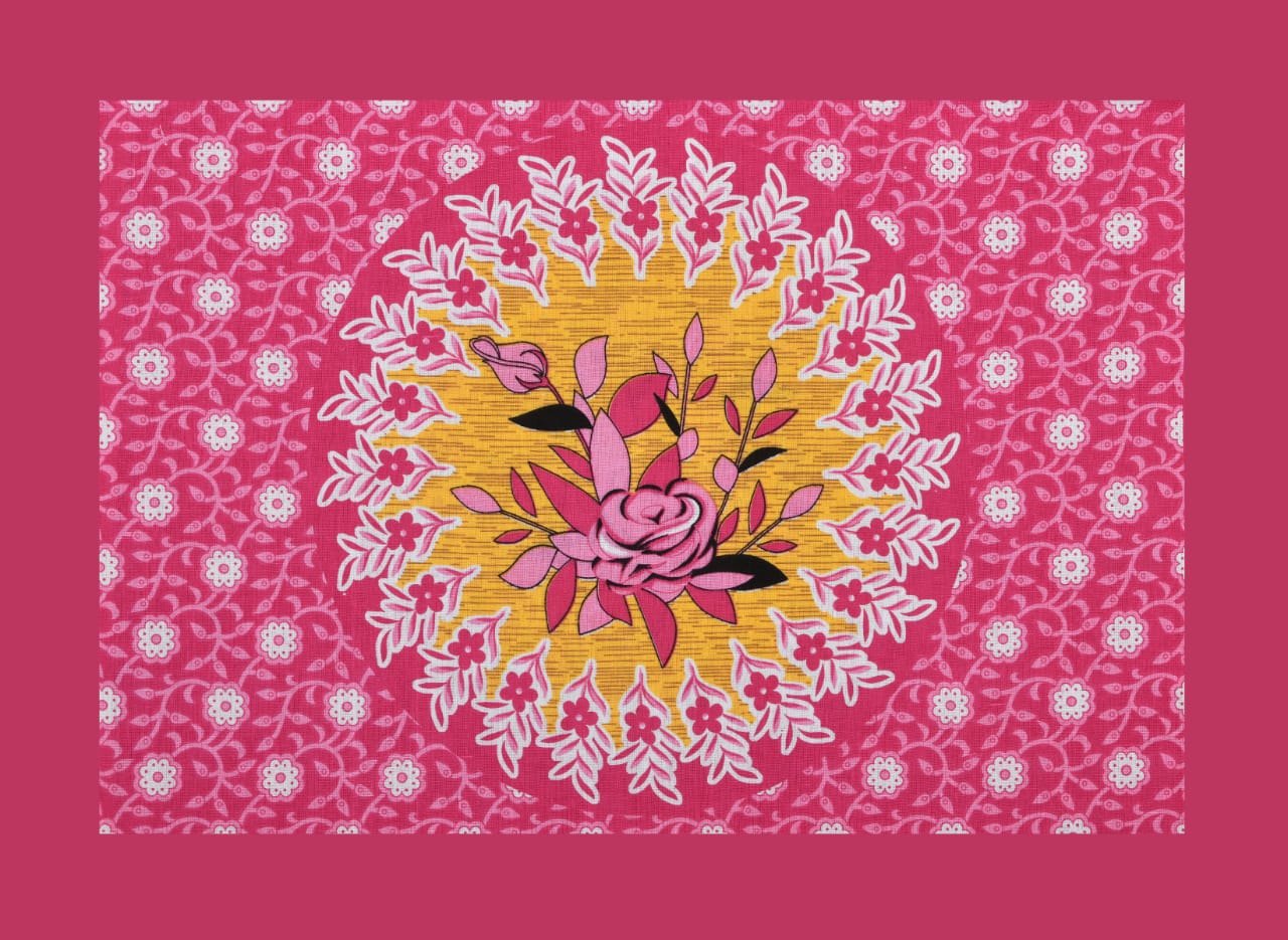 Jaipur Print Cotton Double Printed Flat Bedsheet  (Pack of 1, Pink)