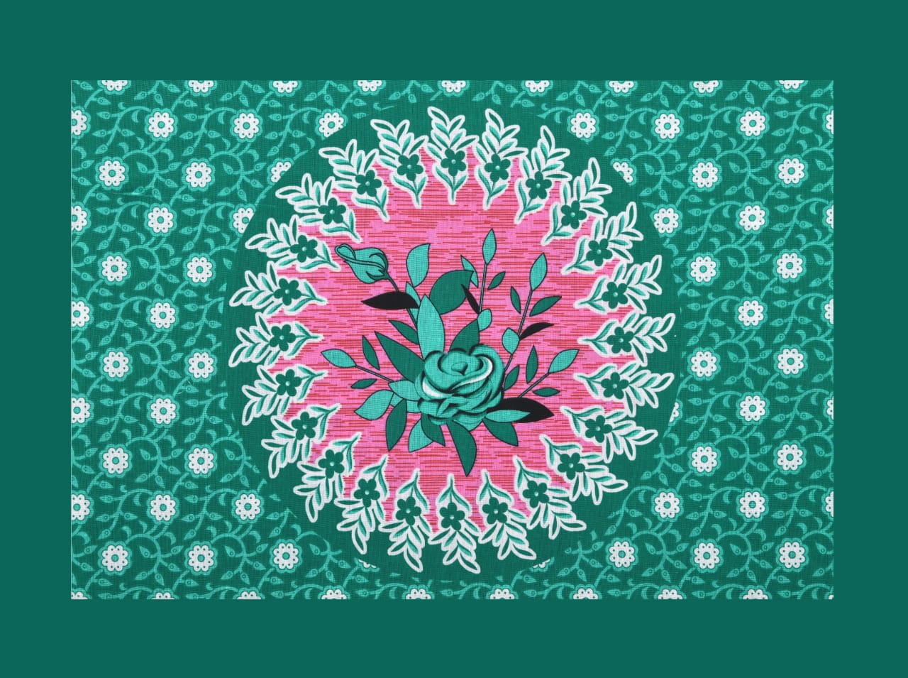 Jaipur Print  Cotton Double Printed Flat Bedsheet  (Pack of 1, Green)