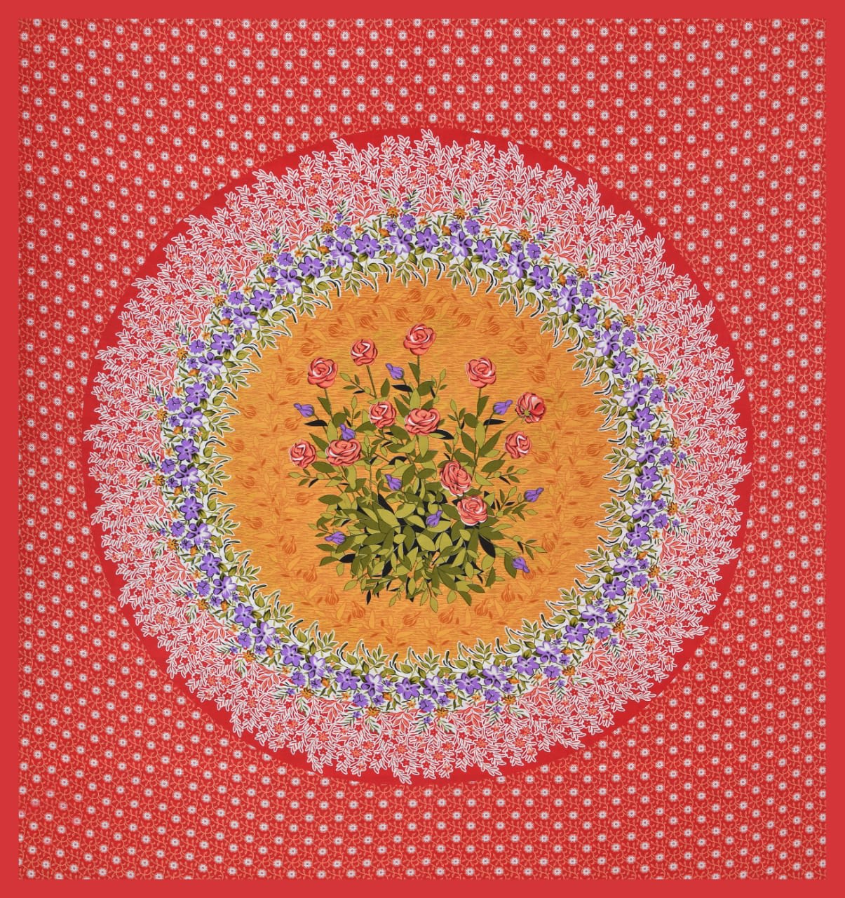 Jaipur Print  Cotton Double Printed Flat Bedsheet  (Pack of 1, Red)