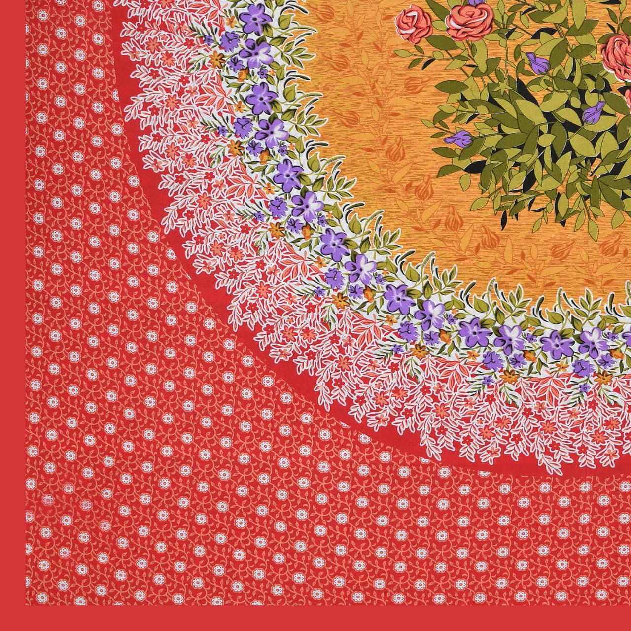 Jaipur Print  Cotton Double Printed Flat Bedsheet  (Pack of 1, Red)