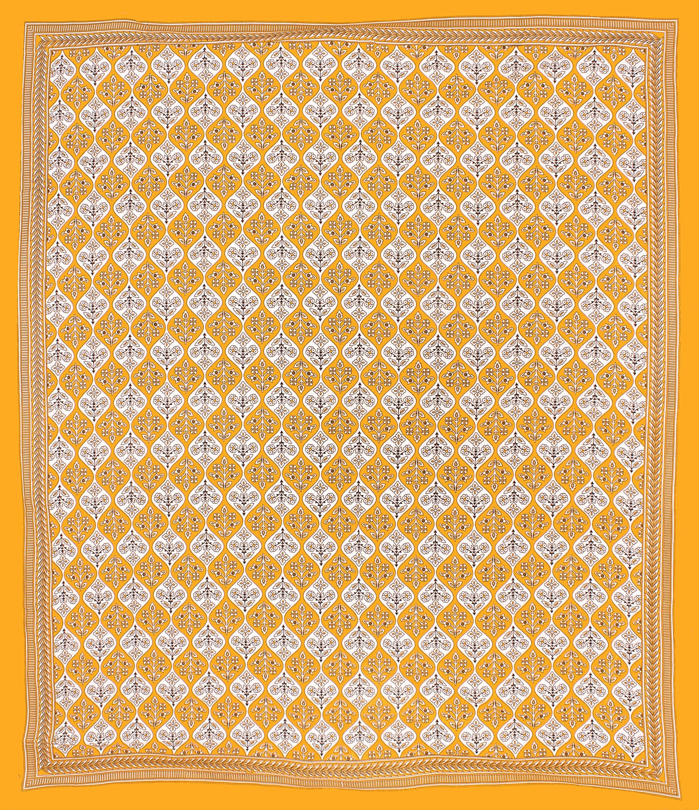 Jaipuri Cotton Double Prints Flat Bedsheet  (Pack of 1, Yellow)