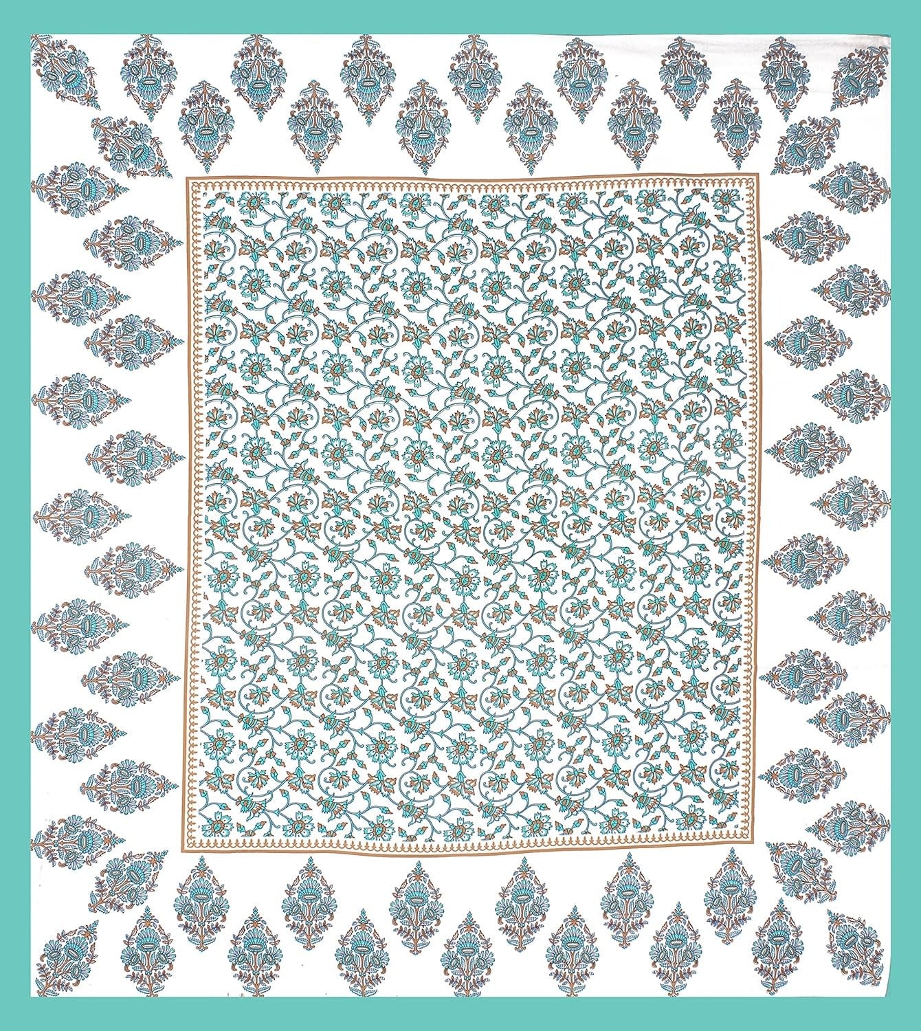 Jaipuri Prints Cotton Double Bedsheet (Green)
