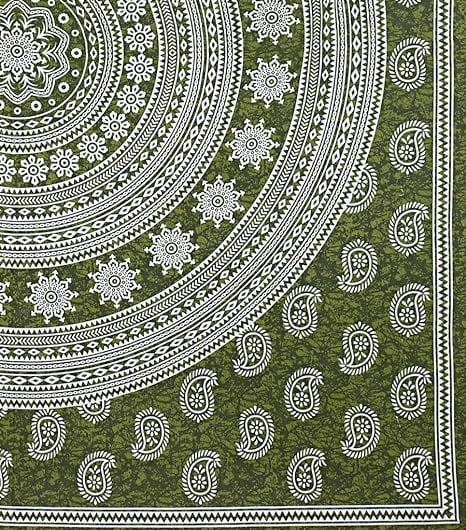Jaipuri Prints Cotton Double Bedsheet (Green)