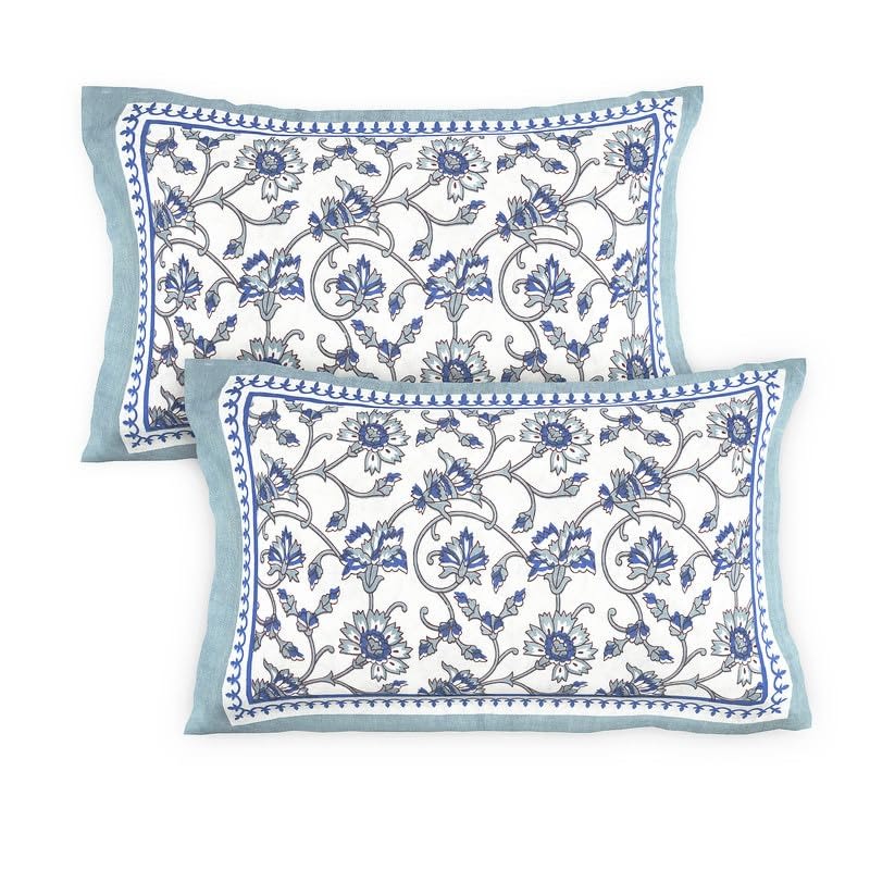 Jaipuri Prints Cotton Double Bedsheet  (Grey)