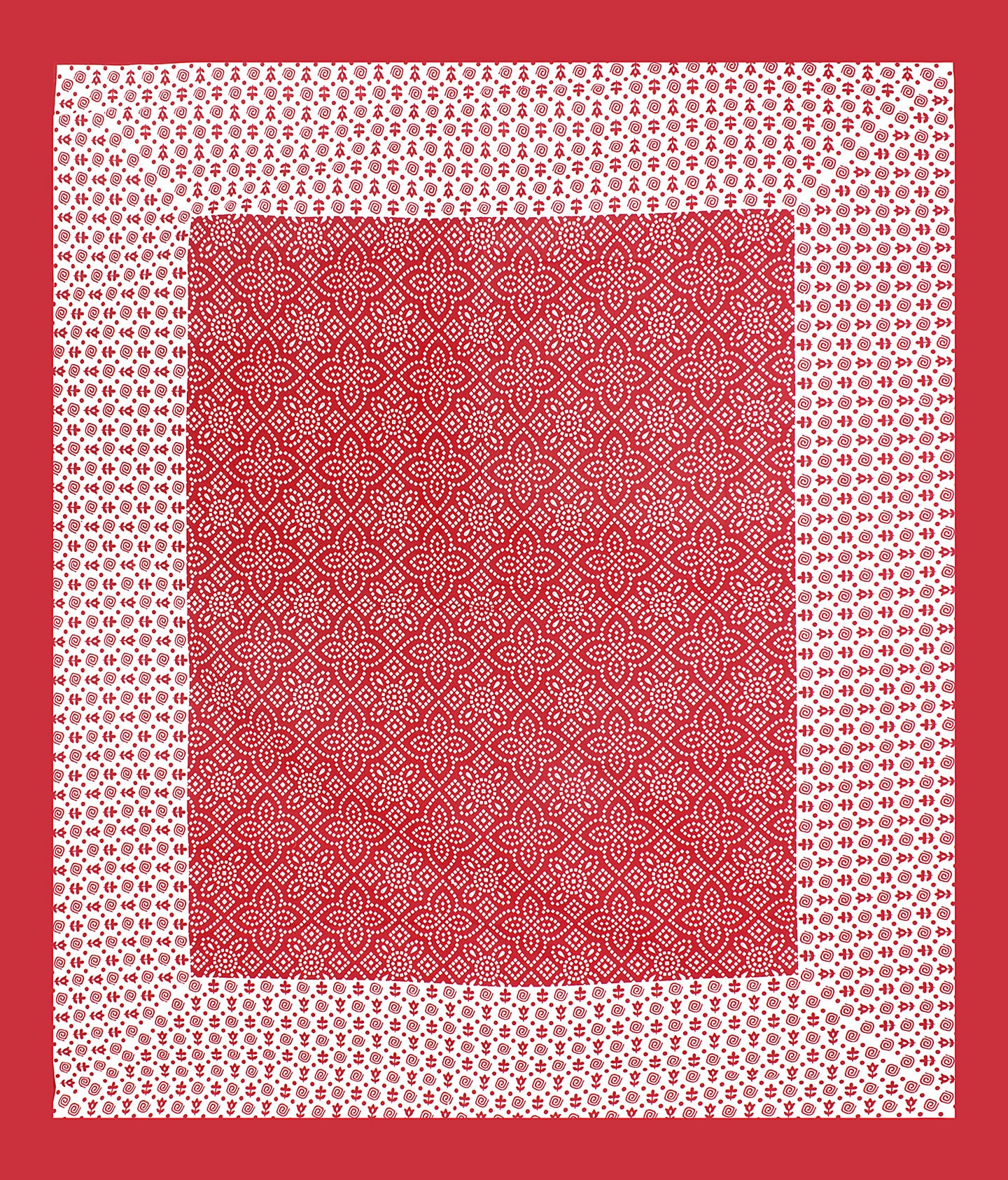 Jaipuri Prints Cotton Double Bedsheet with 2 Pillow Covers -(Red )