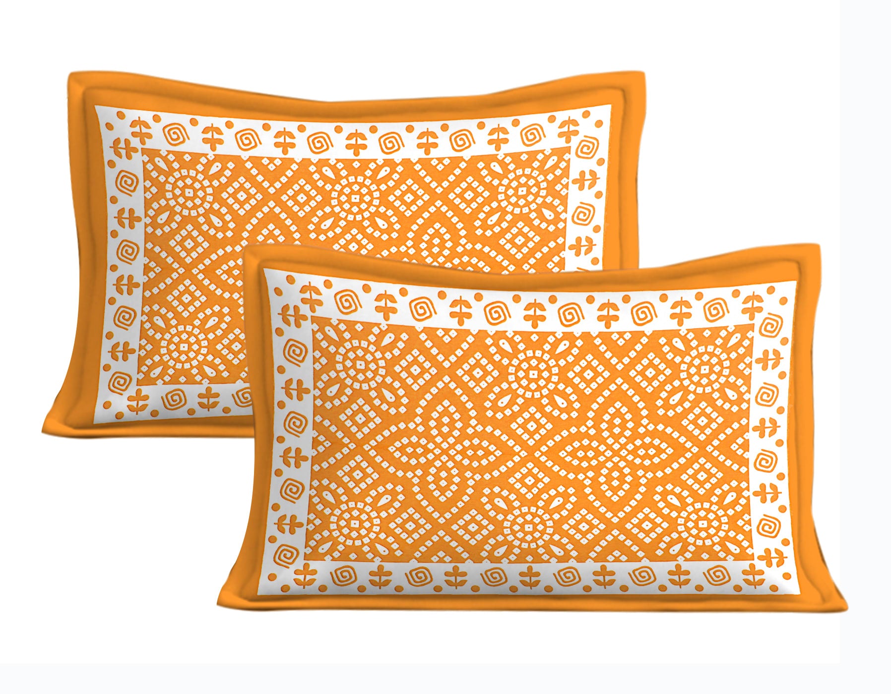 Jaipuri Prints Cotton Double Bedsheet with 2 Pillow Covers -(Yellow)