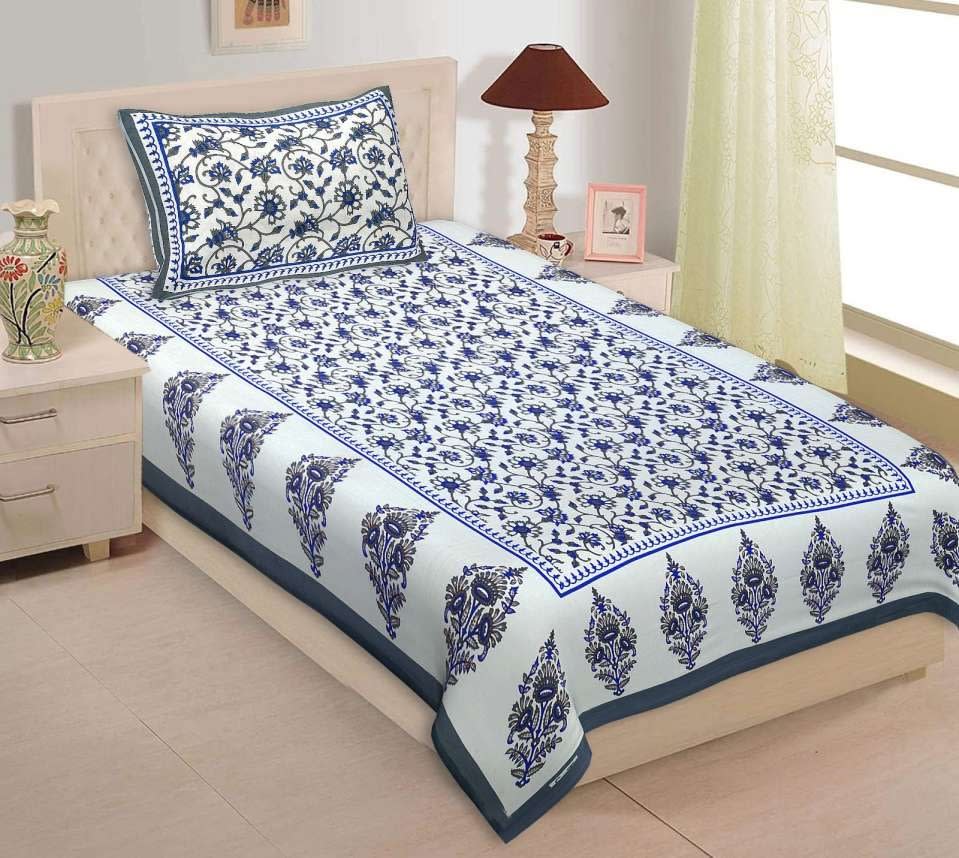 Jaipuri Prints Cotton Single Bedsheet With 1 Pillow Cover