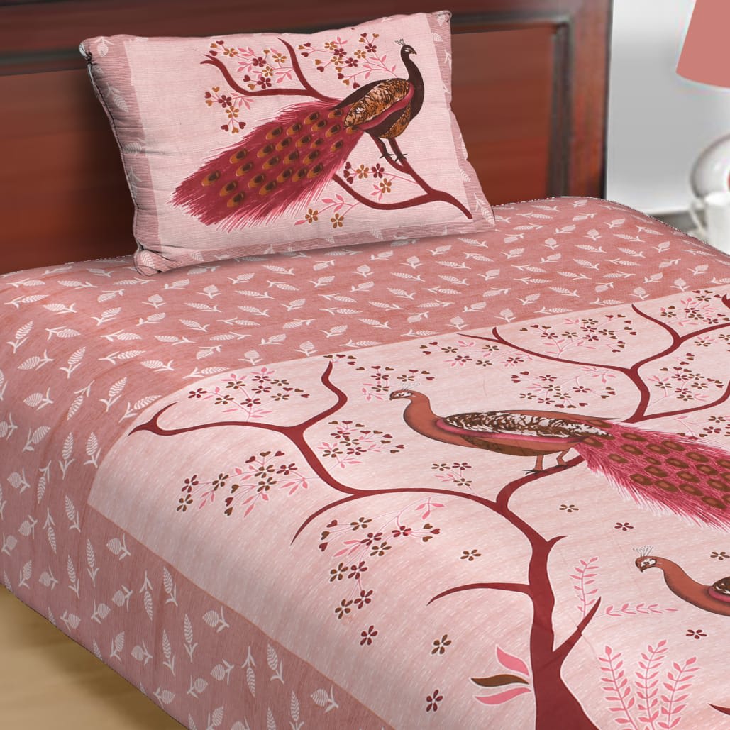 Jaipuri Prints Cotton Single Bedsheet (Multicolor)
