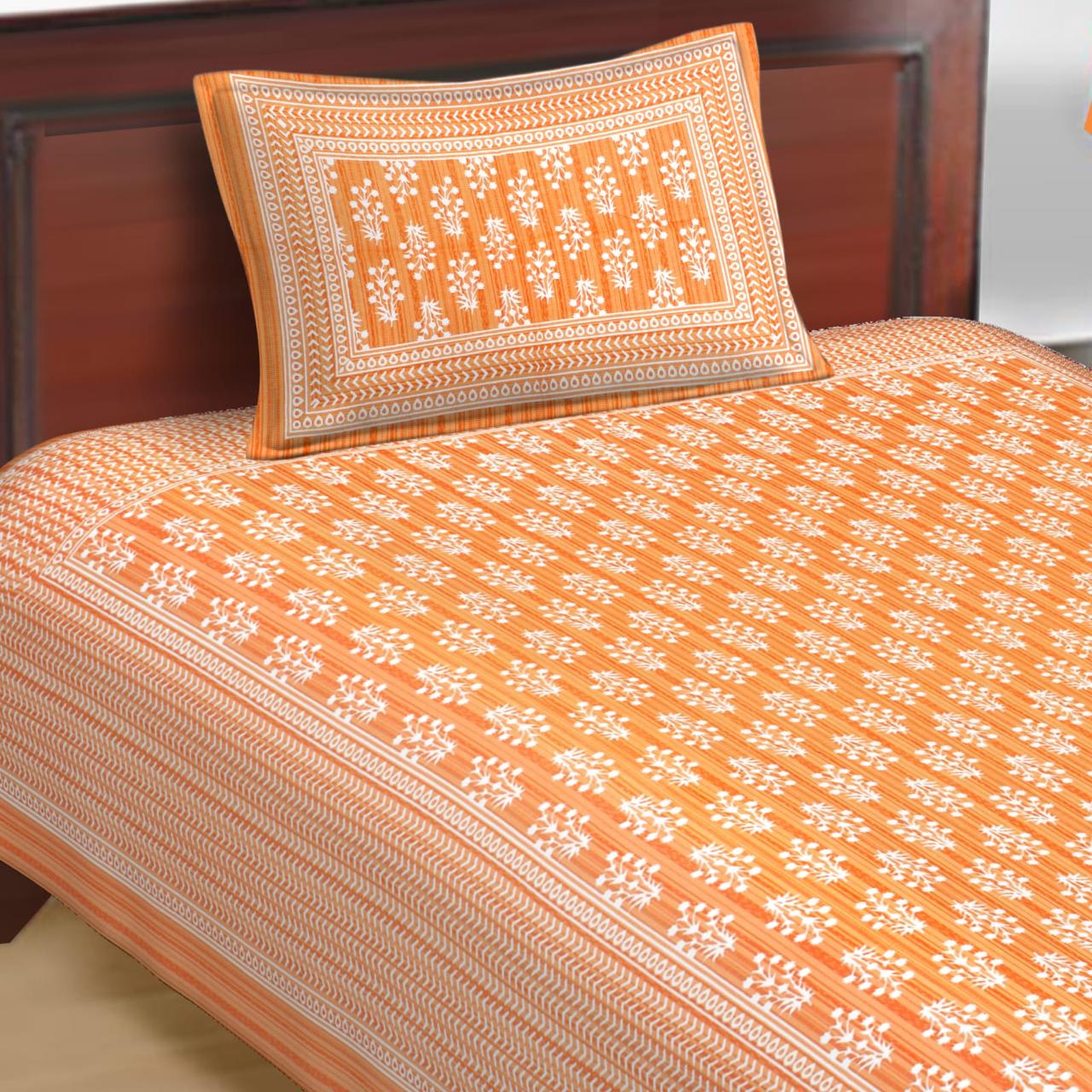 Jaipuri Prints Cotton Single Bedsheet (Multicolor)