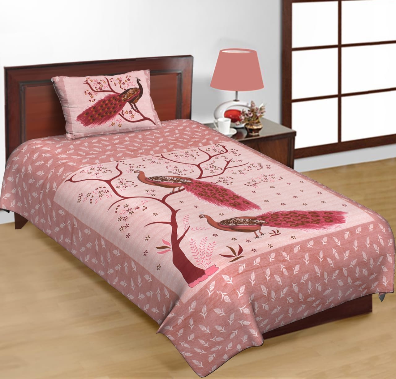 Jaipuri Prints Cotton Single Bedsheet (Multicolor)