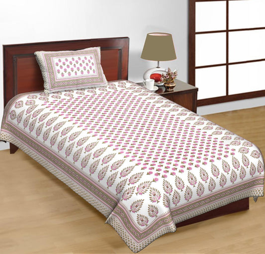 Jaipuri Prints Cotton Single Bedsheet (Multicolor)