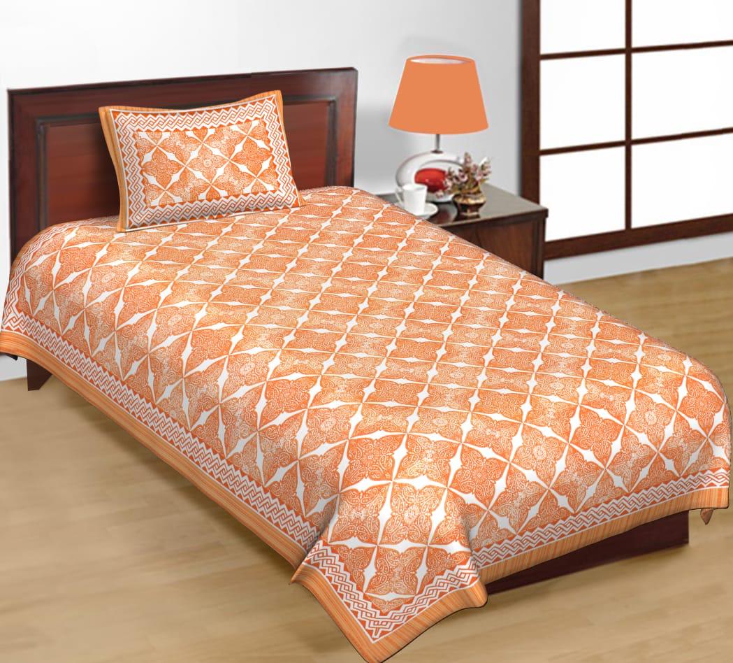 Jaipuri Prints Cotton Single Bedsheet (Multicolor)