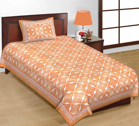 Jaipuri Prints Cotton Single Bedsheet (Multicolor)