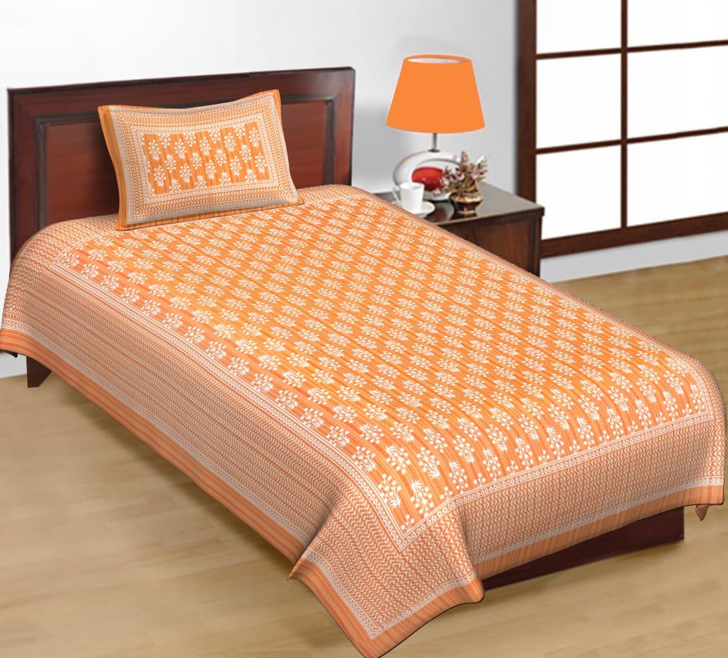 Jaipuri Prints Cotton Single Bedsheet (Multicolor)