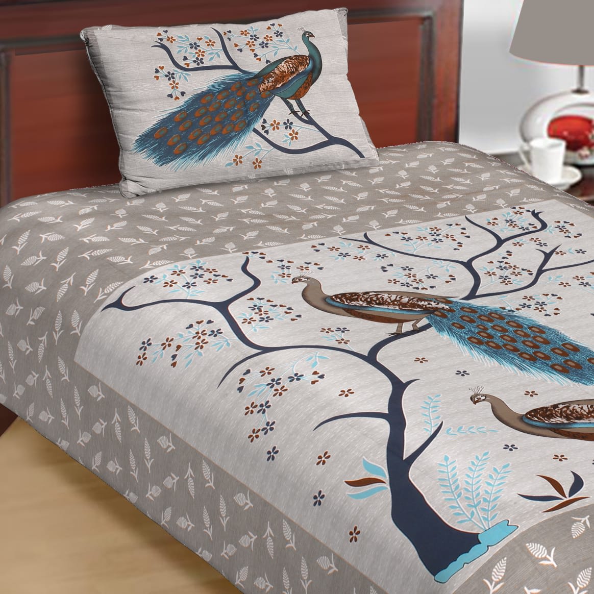 Jaipuri Prints Cotton Single Bedsheet (Multicolor)