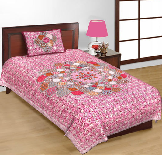 Jaipuri Prints Cotton Single Bedsheet (Multicolor)