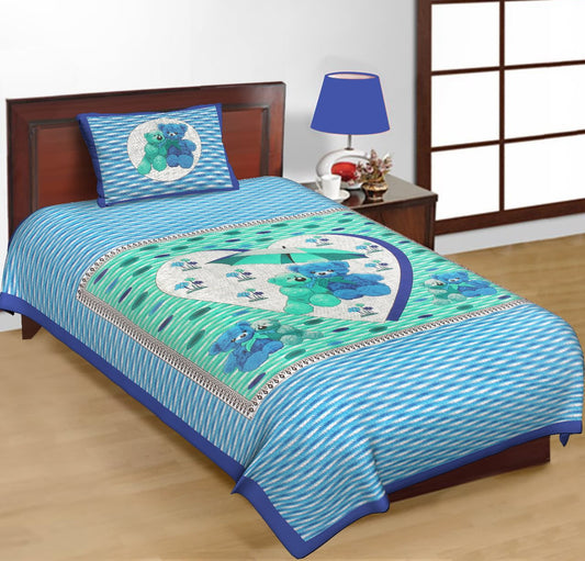 Jaipuri Prints Cotton Single Bedsheet (Multicolor)