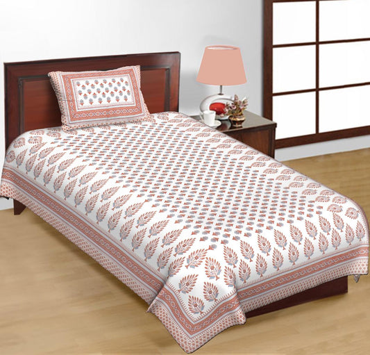 Jaipuri Prints Cotton Single Bedsheet (Multicolor)