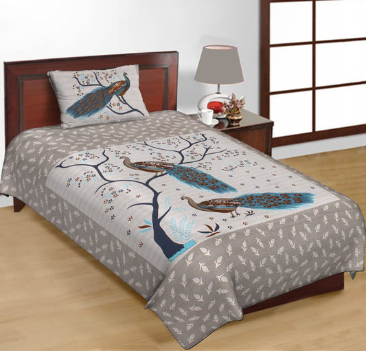 Jaipuri Prints Cotton Single Bedsheet (Multicolor)