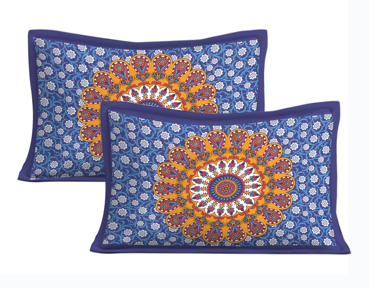 Jaipuri Prints Cotton Single Bedsheet (Multicolor)